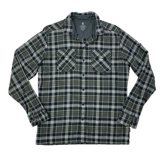 Kuhl Other - Kuhl Shirt Mens M Medium Gray Ivy Dillingr Flannel Button Up Cotton Tercel Blend
